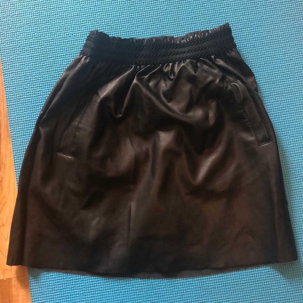 Paper bag waist Faux leather skirt